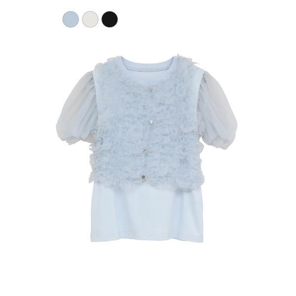 【CLANE｜クラネ】チュールベストレイヤードトップス TULLE VEST LAYERED TOP...