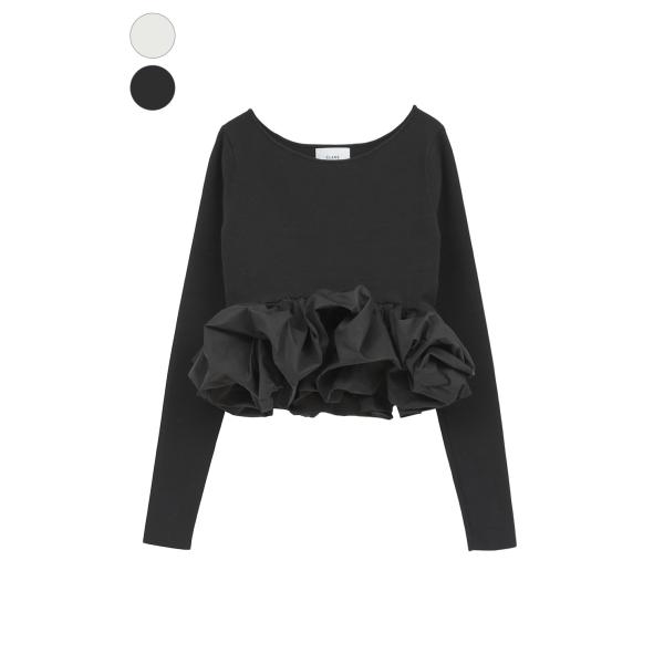 【CLANE｜クラネ】W BALLOON SHORT KNIT TOPS 立体バルーンディテール コ...
