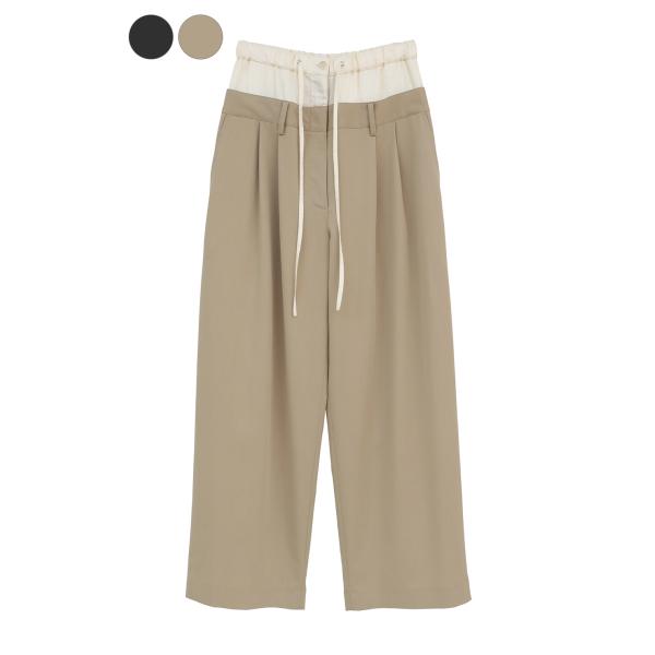 【CLANE｜クラネ】ダブルウエストワイドスラックス W WAIST WIDE SLACKS ベージ...