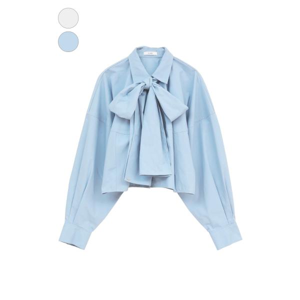 【CLANE | クラネ】RIBBON TIED COMPACT SHIRTS　シャツ　ホワイト　ブ...