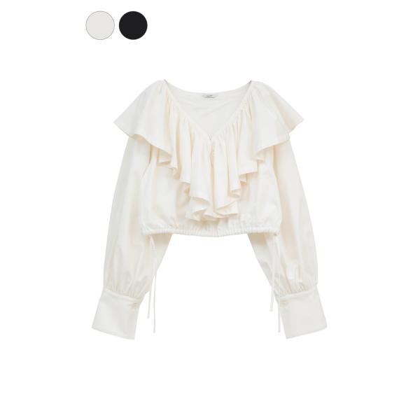 【CLANE｜クラネ】フリルカラーショートブラウス FRILL COLLAR SHORT BLOUS...