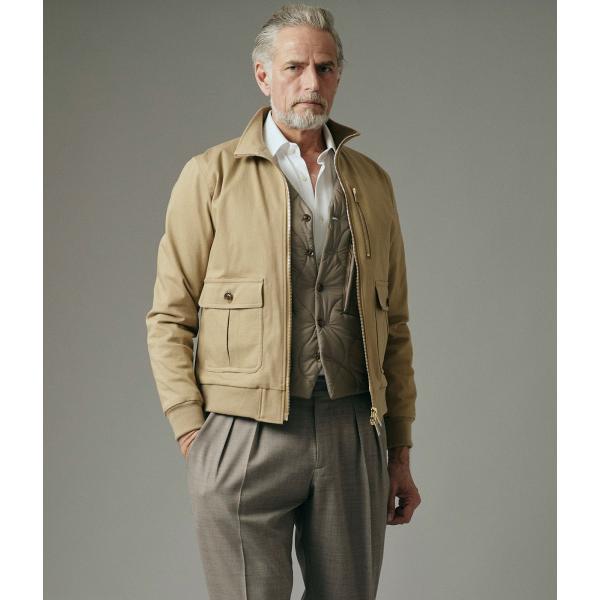 【junhashimoto｜ジュンハシモト】RIB RIDERS　ライダースジャケット　ベージュ　ブ...