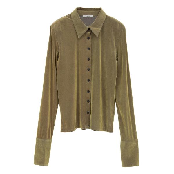 【CLANE | クラネ】TULLE FLOCKY POLO SHIRTS　シャツ　トップス　長袖　...