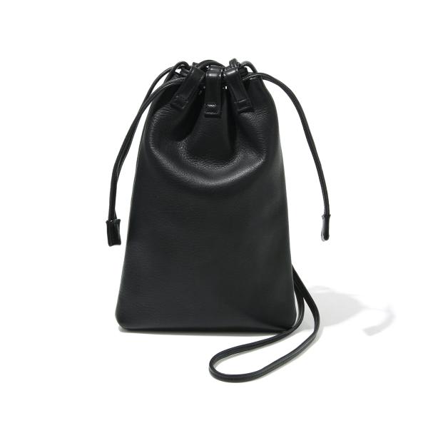 【THE SOLE|ザソール】Coulisse サドルレザー巾着　ブラック　黒　レザー　本革　牛革　...