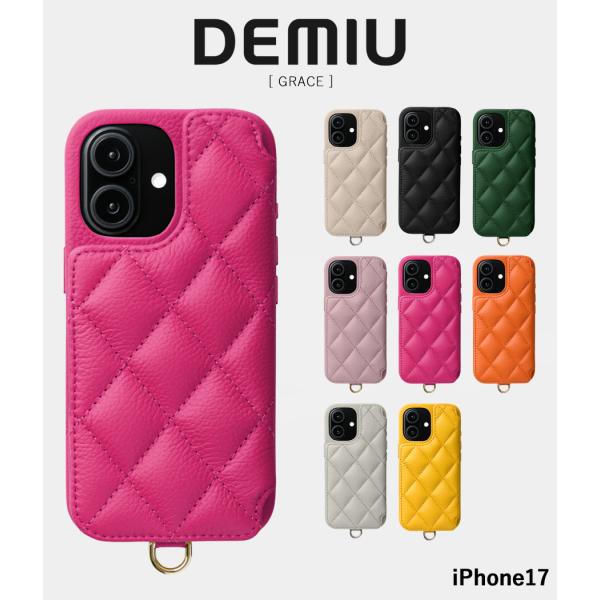 【取り寄せ】【DEMIU｜デミュウ】【iPhone17】GRACE　スマホケース　牛革　レザー　本革...