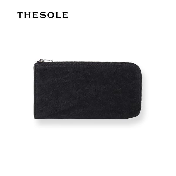 【取り寄せ】【THE SOLE｜ザソール】エレファント L字 ロングジップウォレット ブラック 象革...