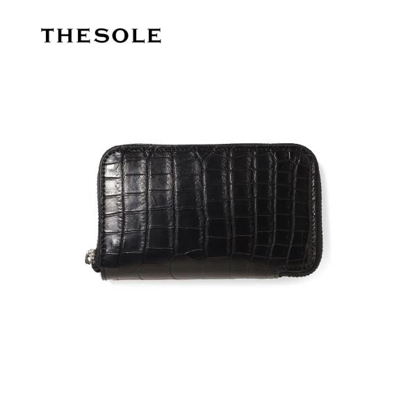【取り寄せ】【THE SOLE｜ザソール】クロコダイル ミッドジップウォレット ブラック 黒 クロコ...
