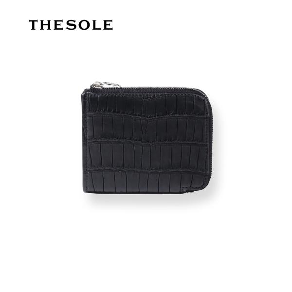 【取り寄せ】【THE SOLE｜ザソール】プルアップクロコダイル L字 ジップウォレット ブラック ...