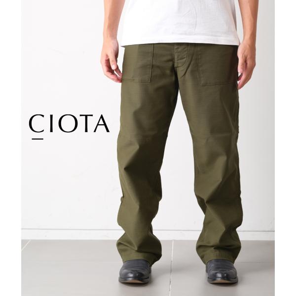 【CIOTA｜シオタ】コットンバックサテンベイカーパンツワイドテーパード Cotton Back-S...