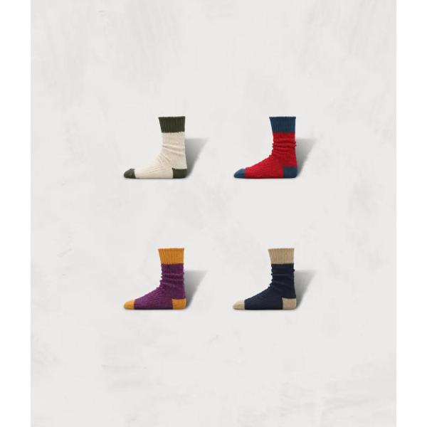 【SHOWATABE｜ショウワタベ】Textured Multi-Color Cotton Sock...