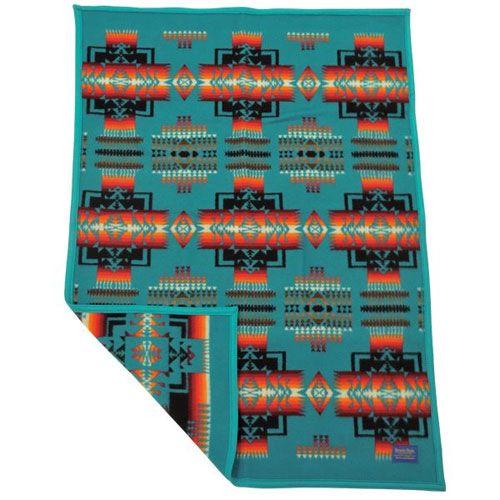 ペンドルトン PENDLETON チーフジョセフクリブブランケット ターコイズ ひざかけ 毛布 ウー...