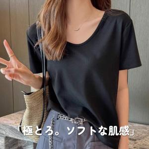 Tシャツ レディース 半袖 Uネック とろみ素材...の商品画像
