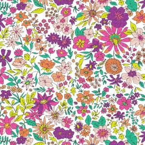 ポーセラーツ 転写紙 花柄 エラ・バイオレット&オレンジ