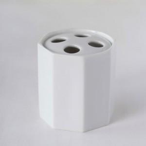 ポーセラーツ 白磁 バスグッズ 8角形歯ブラシ立て 北欧風 : VICTORIA