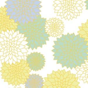 ポーセラーツ 転写紙 和柄 MUM (マム/菊・パステルイエロー&グリーン