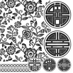 ポーセラーツ 転写紙 花柄 CHINOISERIE (シノワズリ・ブラック ポーセラーツ 転写紙 花柄 CHINOISERIE (シノワズリ・ブラック