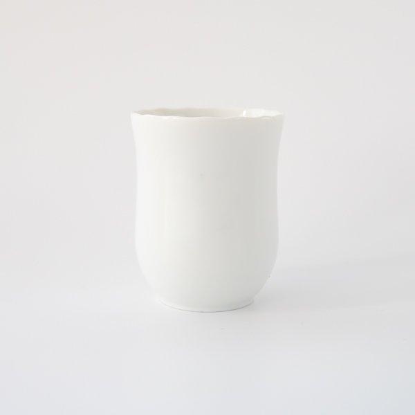 ポーセラーツ 白磁 花型湯呑み/白い食器 ポーセリンアート カップ