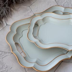 トレー お盆 エレガント アンティーク調 おしゃれ ゴールドライン