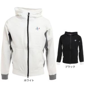 ゴルフウェア メンズ クランク  アウター ストレッチ 保温 軽量 ダブルファスナー 撥水 JQニットジップパーカー CL5LTY03 BLK