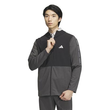 アディダス（adidas）（メンズ）ゴルフウェア パーカー 防風 ファブリックミックスストレッチ フ...