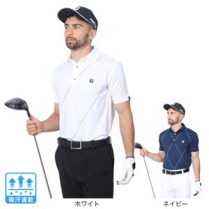 フットジョイ（FOOT JOY）（メンズ）ゴルフウェア 吸汗速乾 ダイヤプリント 半袖 ワイドカラー シャツ 81791-SMU｜victoriagolf