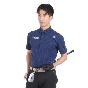 ルコックスポルティフ（lecoqsportif）（メンズ）ゴルフウェア 吸汗速乾 ストレッチフォーサー 小柄ジャガード半袖シャツ QGMXJA07 NV00