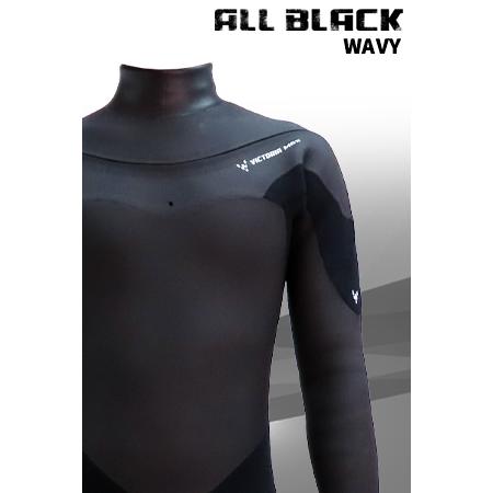 セミドライ　オールブラック　ウェットスーツ　WAVY　メンズ　サーフィン　日本製　工場直販　送料無料