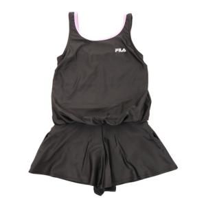 フィラ（FILA）（キッズ）スクール水着 女の子 水泳 ブラウジングワンピース キュロットパンツ ブラック 127689 BK ジュニア 女児 女子｜victoriasurfandsnow