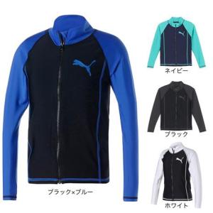 プーマ（PUMA）（キッズ）ジュニア スクール水着 ラッシュガード 長袖 パーカー 93525505 ブラック×ブルー｜VictoriaSurf&SnowYahoo!店