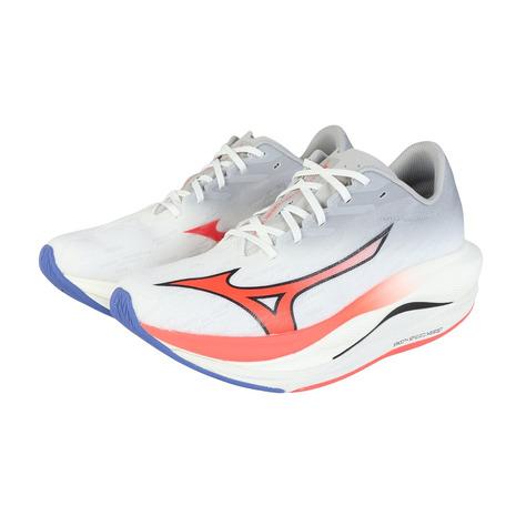 ミズノ（MIZUNO）（メンズ）ランニングシューズ 部活 ウエーブ リベリオン フラッシュ 3 ホワ...