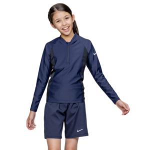 ナイキ（NIKE）（キッズ）長袖水着 ジュニア ユニセックス 長袖ショーツセット 紺 140-170サイズ 1991129-0019 長袖 セパレート