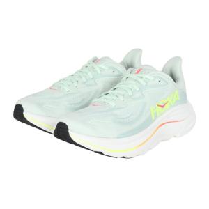 ホカ（HOKA）（レディース）ランニングシューズ ジョギングシューズ クリフトン 10 ワイド グリーン イエロー 1162050-SLSSN スポーツ シューズ