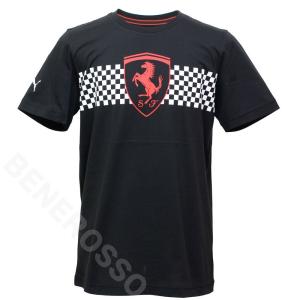 PUMA フェラーリ SF レース　チェッカーフラッグ Tシャツ ブラック 599848-01｜victorylap
