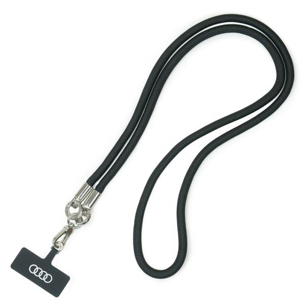 アウディ iPhone ランヤード 8mm/120cm ブラック AU-CBL8-R8/D1-BK