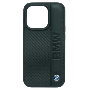 BMW iPhone 15Pro レザー バックカバー BIG LOGO STRIPE ブラック BMHCP15L22RDPK｜victorylap