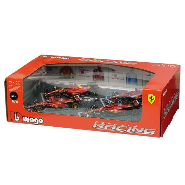BBURAGO 1/43スケール フェラーリ C.ルクレール F1 モデルカー4台セット 2023-...