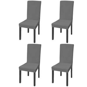 ストレートストレッチチェアカバー 4点セット ブラックの商品画像