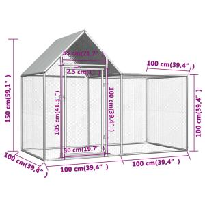 鶏小屋 2x1x1.5 m 亜鉛メッキ鋼製の詳細画像3