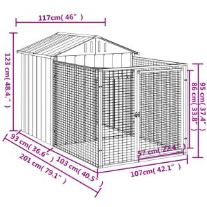 ドッグラン付き犬小屋 アントラシート 117x...の詳細画像1