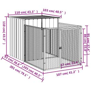 ドッグラン付き犬小屋 アントラシート 110x...の詳細画像1