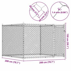 犬用ケージ ドア付き グレー 2x2x1.5 ...の詳細画像3