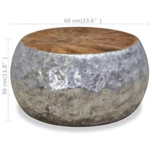 コーヒーテーブル アルミ&チーク材 60x60...の詳細画像5