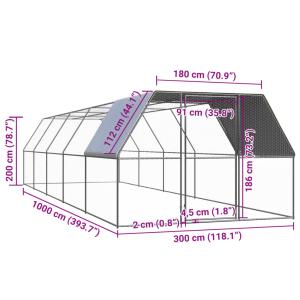 屋外鶏用ケージ 3x10x2 mの詳細画像2