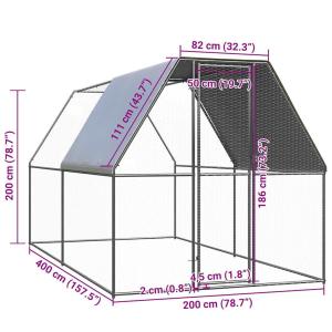鶏小屋 2x4x2m 亜鉛メッキ鋼製の詳細画像2