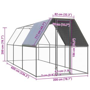 鶏小屋 2x6x2m 亜鉛メッキ鋼製の詳細画像3