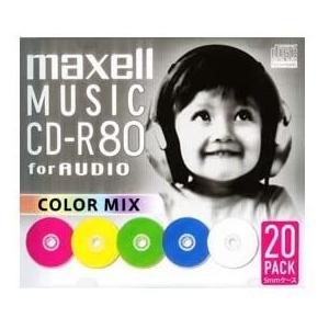 【新品】maxell 音楽用 CD-R 80分 カラーミックス 20枚 5mmケース入 w24【未開封】｜video-land-mickey