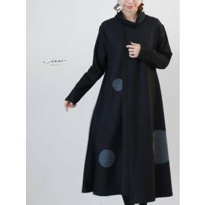 ワンピース ワンピ ロングワンピース ロング ドット 水玉 長袖 レディース ミセス 婦人服 Vieo ヴィオ 40代 50代 60代 フリーサイズ