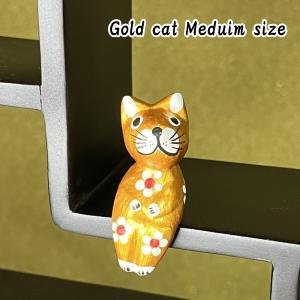 木彫り アジアン雑貨 お座り猫さん(大)37 : アジア雑貨ビンゴ - 通販