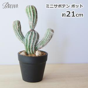 フェイクグリーン 観葉植物 人口観葉植物 造花 おしゃれ サボテンミニ 柱サボテン ポット 21cm 鉢 かわいい ミニ 多肉植物 トゲなし 子供 安心 BROWN BB240｜viewgarden