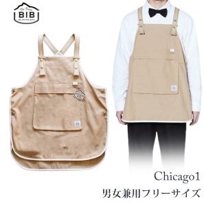 エプロン ACTS ボタン止め おしゃれ メンズ レディース フリーサイズ 男女兼用 調節可能 大きい ポケット ショート丈 ベージュ 帆布 日本製 BIB Chicago 無地 ア